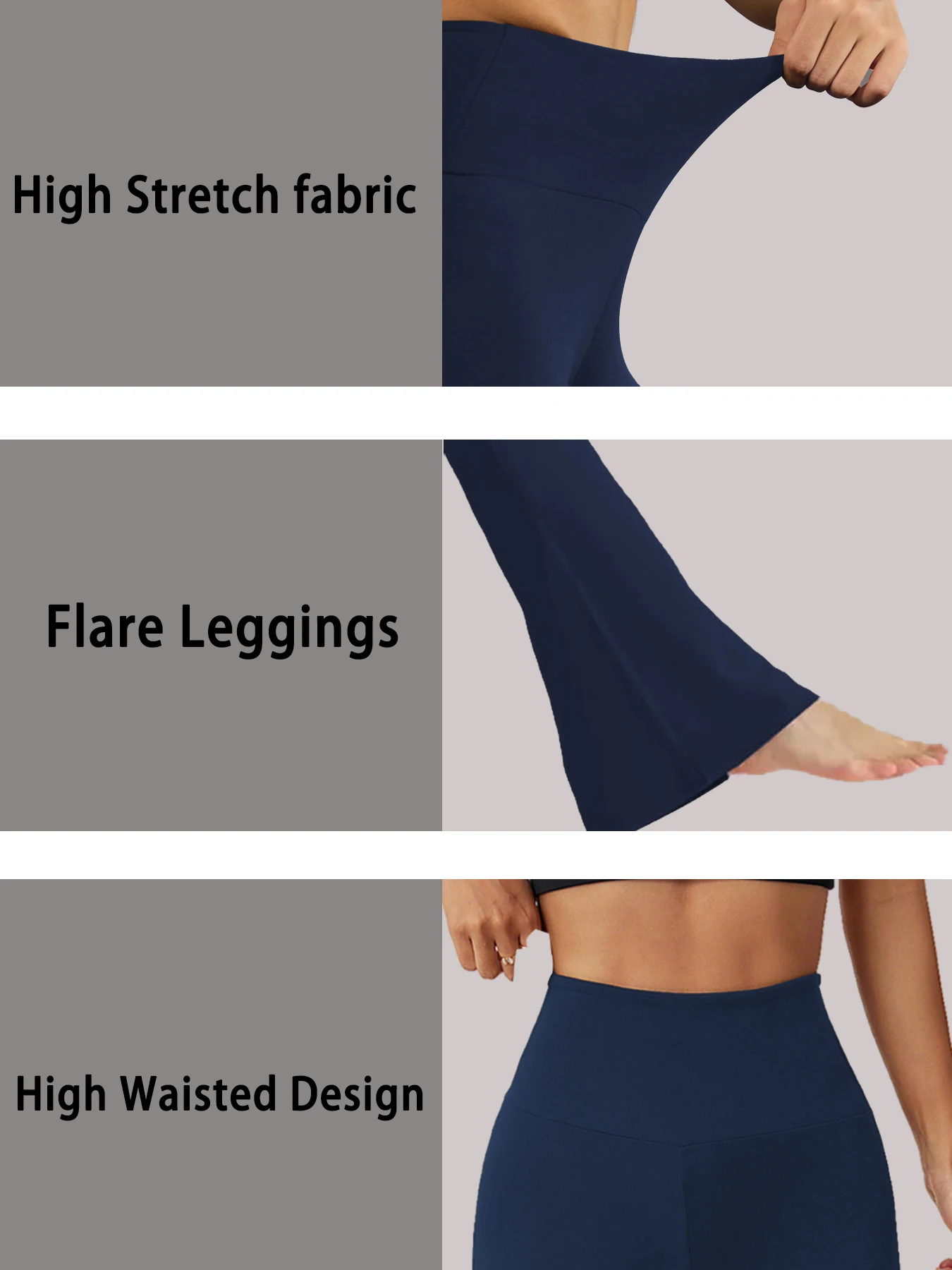 سروال نسائي فائق النعومة مضيئة عالي الخصر للتحكم في البطن، سروال يوجا للتمرين، قيعان جرس