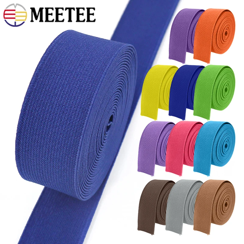 

10M 20-50mm Nylon Elastic Band 1.2mm Thick Clothes Decoration Stretch Ribbon Tape Belt Sling Rubber Bands DIY Sewing Accessories