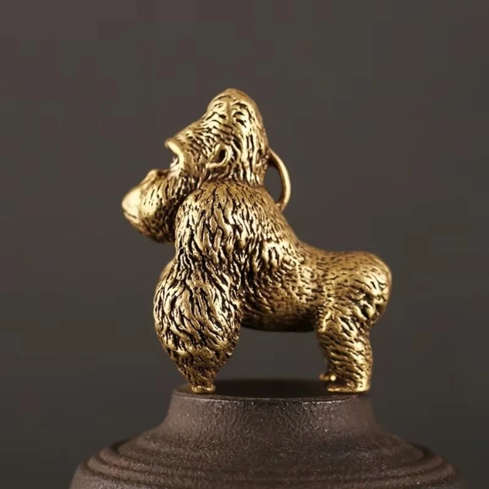 Vintage Gorilla Figurine Solid Pure Copper Gorilla Desk Ornament Miniature Size Antique Style Chimpanzee Model