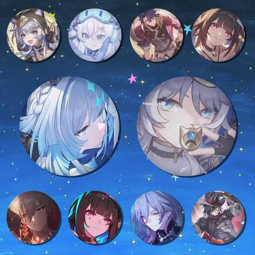 A-Honkai Star Rail Snap-in Pins Cartoon Character Round Creative Brooches For Backpack Accessories Jewelry Gifts