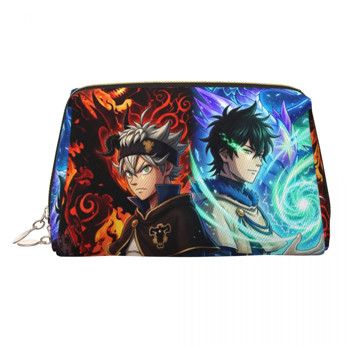 Japanese Black Clover Anime Printed Women Cosmetic Bag Travel Makeup Organizer Pouch Toiletry Storage Dopp Kit Box