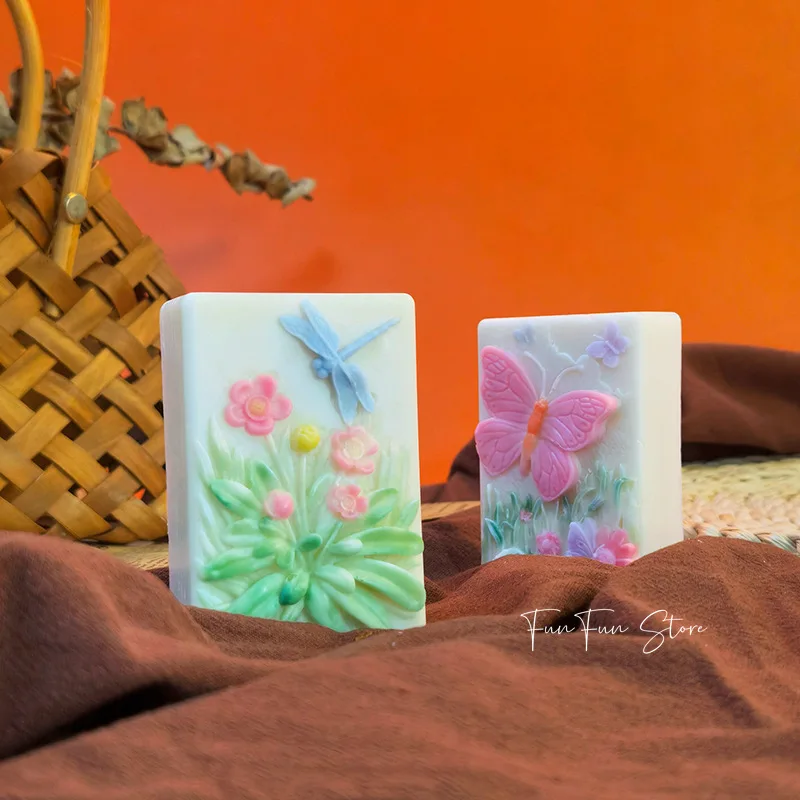 Square Flower Handmade Soap Silicone Mold Clover Flip Candle Resin Plaster Mould Chocolate Ice Making Set Party Home Decor Gifts