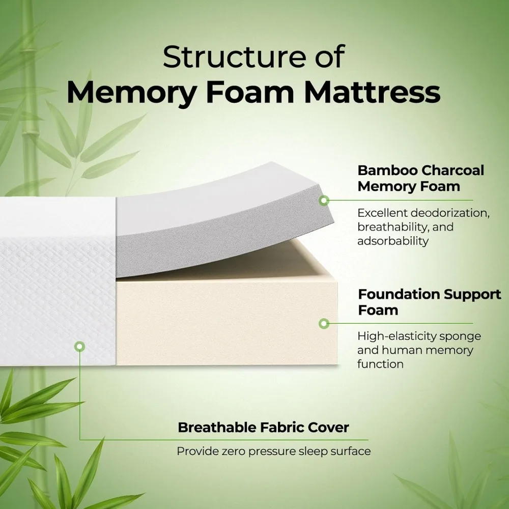 Matelas Queen Size en mousse à mémoire de forme, 8 pouces, en gel, dans une boîte, sans fiviolet, respirant, pour un sommeil plus frais