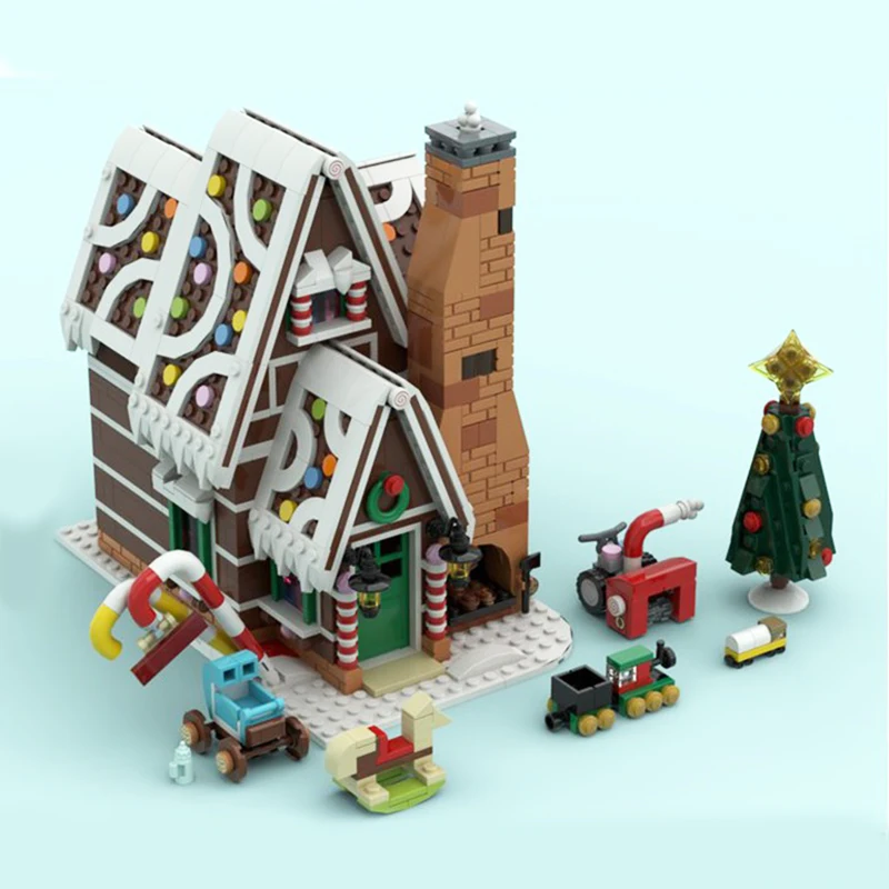 

1532 шт. MOC WinterVillage Пряничный домик Праздничный модульный коттедж DIY Модель Строительные блоки Игрушки на день рождения Подарок