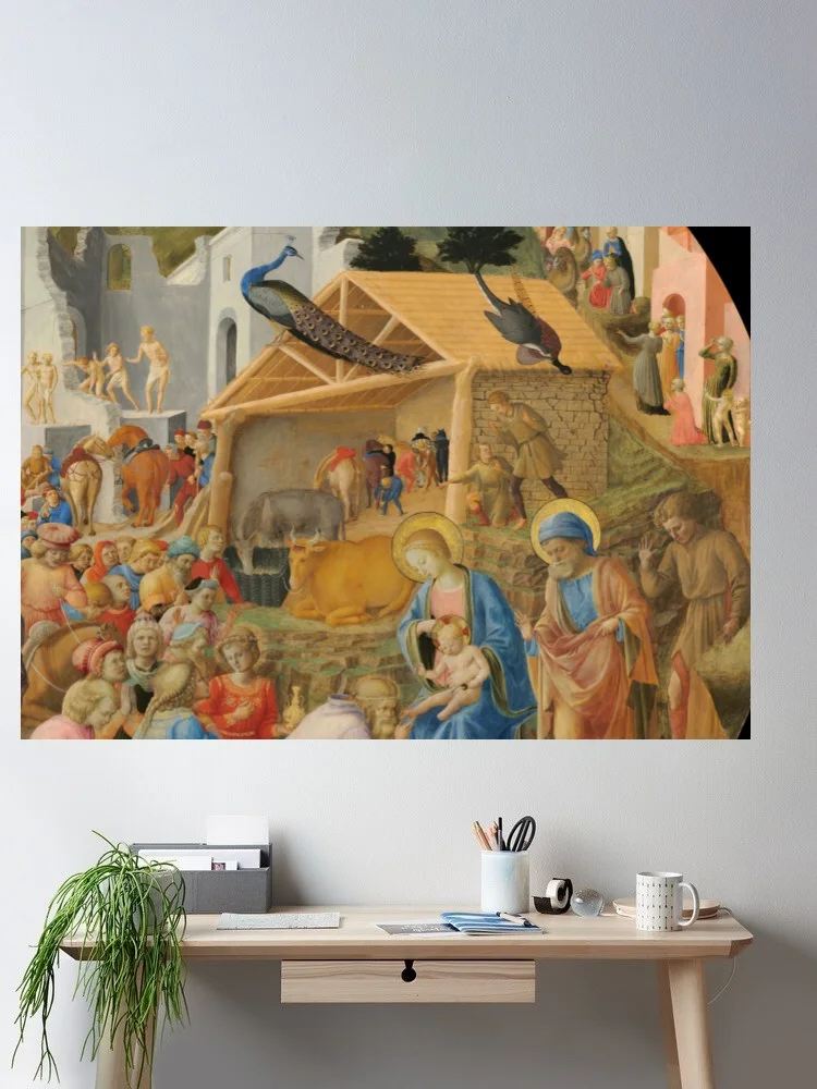 Fra Angelico y Fra Filippo Lippi-póster en lienzo de la Adoración de los Magi, pintura artística de pared para decoración del hogar