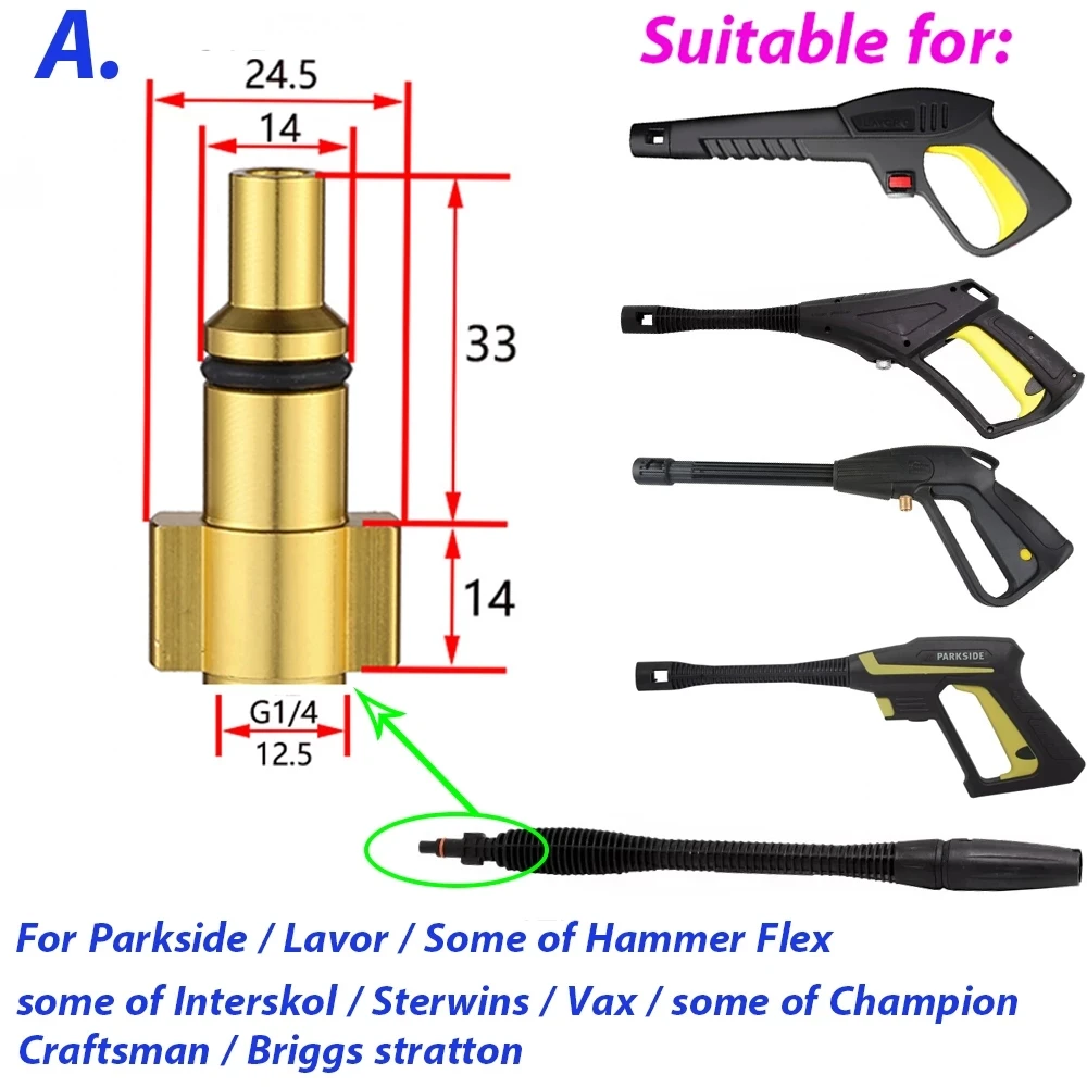 Pressure Washer Hose Sewer Jetter Kit 1/4 BSP Button Nose Rotating Sewer Jetting Nozzle For Lavor /Sterwins Pressure Washer Pipe