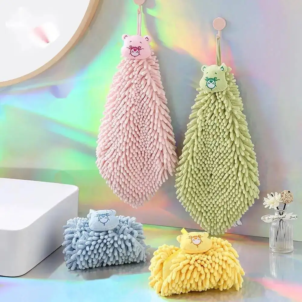 

Полотенца для рук Kawaii Care Bear из синели, кухонное полотенце для ванной комнаты с подвесными петлями, мягкие впитывающие полотенца из микрофибры, быстросохнущие