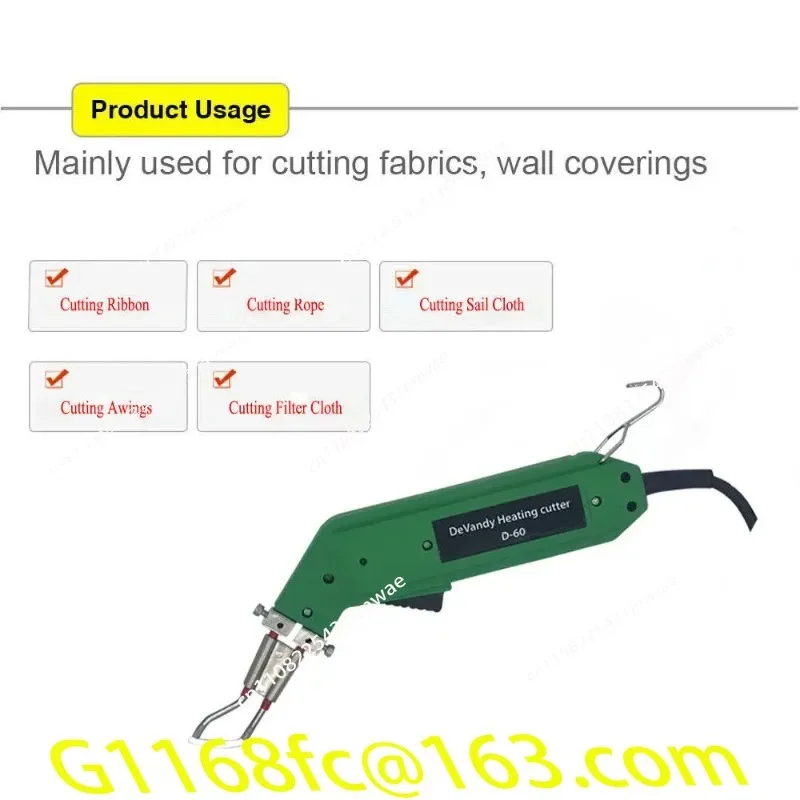 220V/110V 60W Electric Hot Knife Ribbon Rope Cutter Melting Fabric Cloth PVC Rope Nylon Rope Healing Cutting Kit Heated part