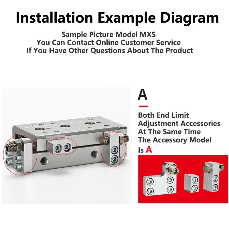 MXS Cylinder Limiter Limit - Pneumatic Accessories Guide Rail Slide MXS6/8/10/12/16/10/25 A/AS/AT