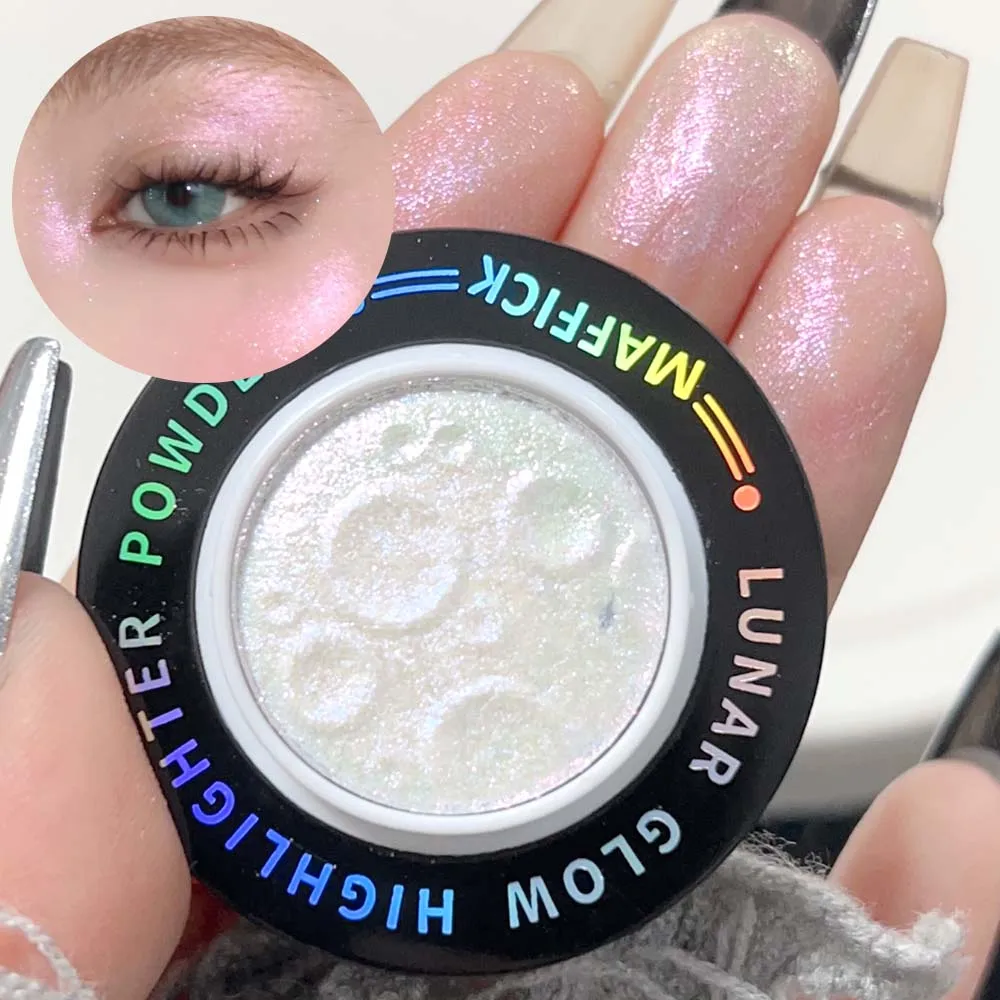 Shiny Planet Highlighter Powder Monochrome Glitter Lasting Polarized Shimmer Cosmetics Face Brighten Illuminator Makeup