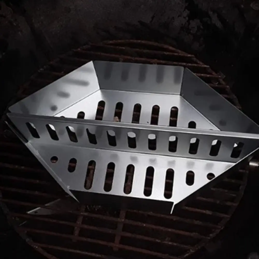 

2Pcs Durable Aluminum Plate Charcoal Basket 15 Inches Anticorrosive Briquette Basket Large Capacity Fuel Holder Picnic