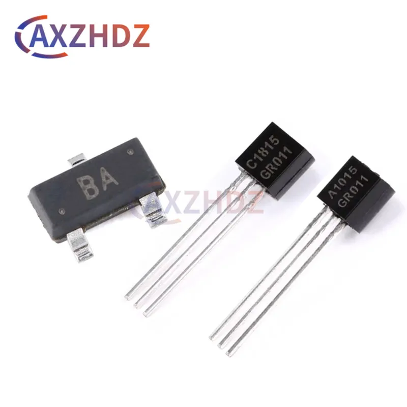 100PCS A733 CS C945 CR A1015 BA C1815 HF 2SA1015 2SC1815 2SC945 2SA733 SOT23 TO92 SMD DIP NPN PNP 50V 150mA 0.15A Transistors
