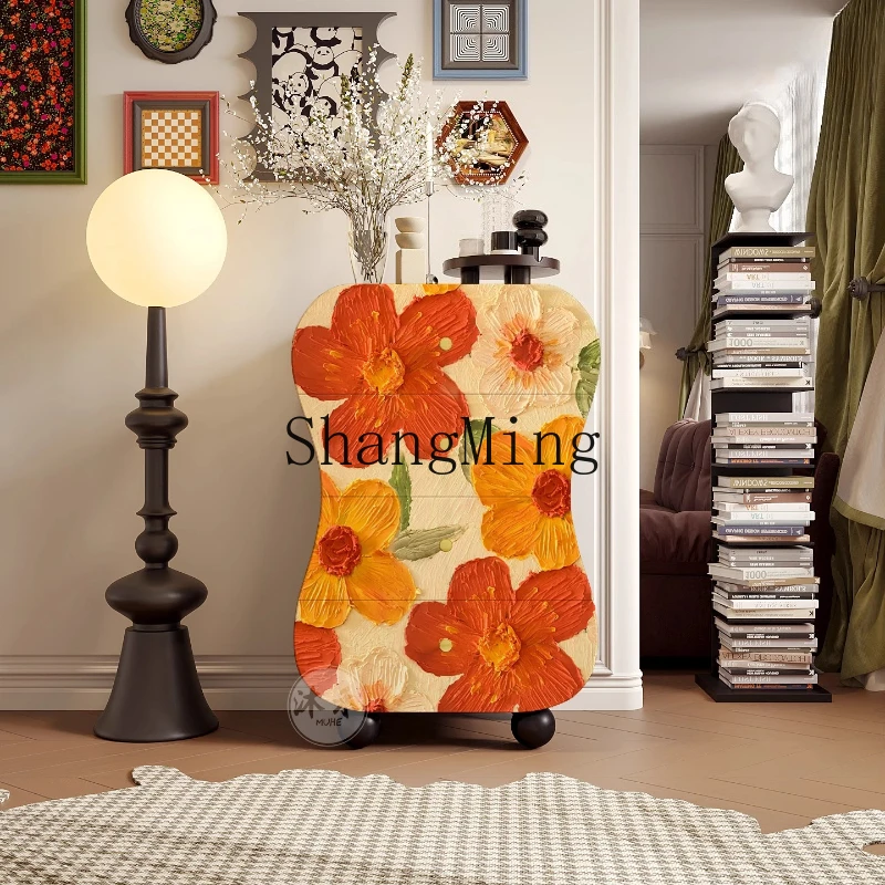 

ZYY sofa side chest cabinet solid wood living room bedroom storage cabinet household storage side cabinet