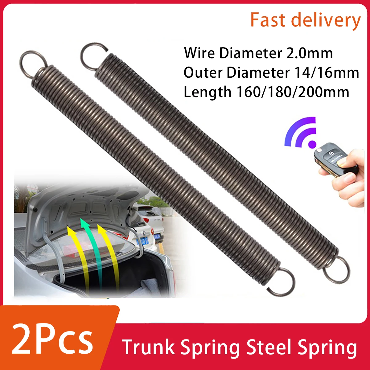 Trunk Spring Spring Steel Tension Spring Hook Strong Extension Wire Diameter 1.8Mm Outer Diameter 14/16Mm Length 160/180/200mmMm