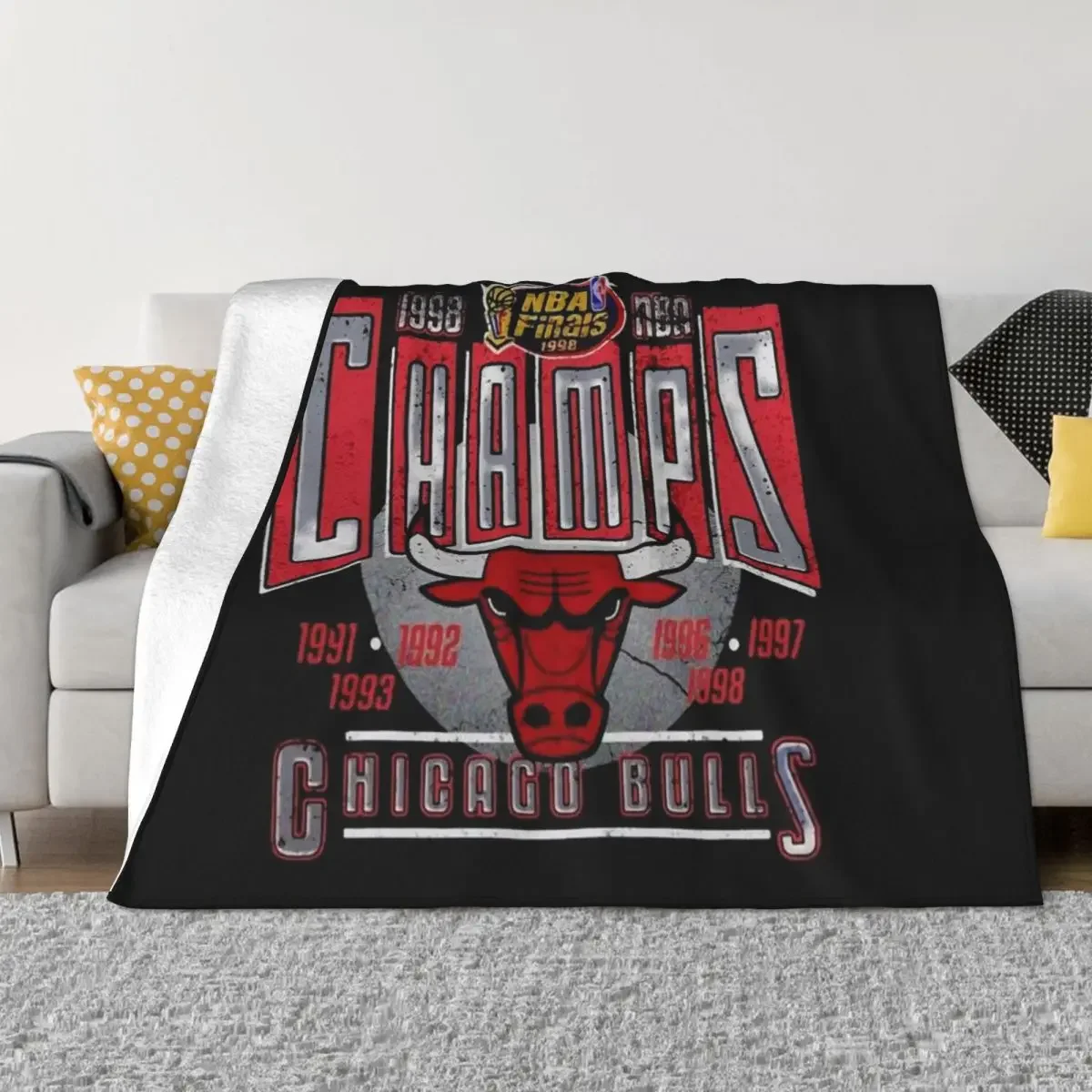 Vintage Chicago Basketball Champions Retro 1998 Throw Blanket for sofa Blankets For Sofas christmas gifts Soft Blankets