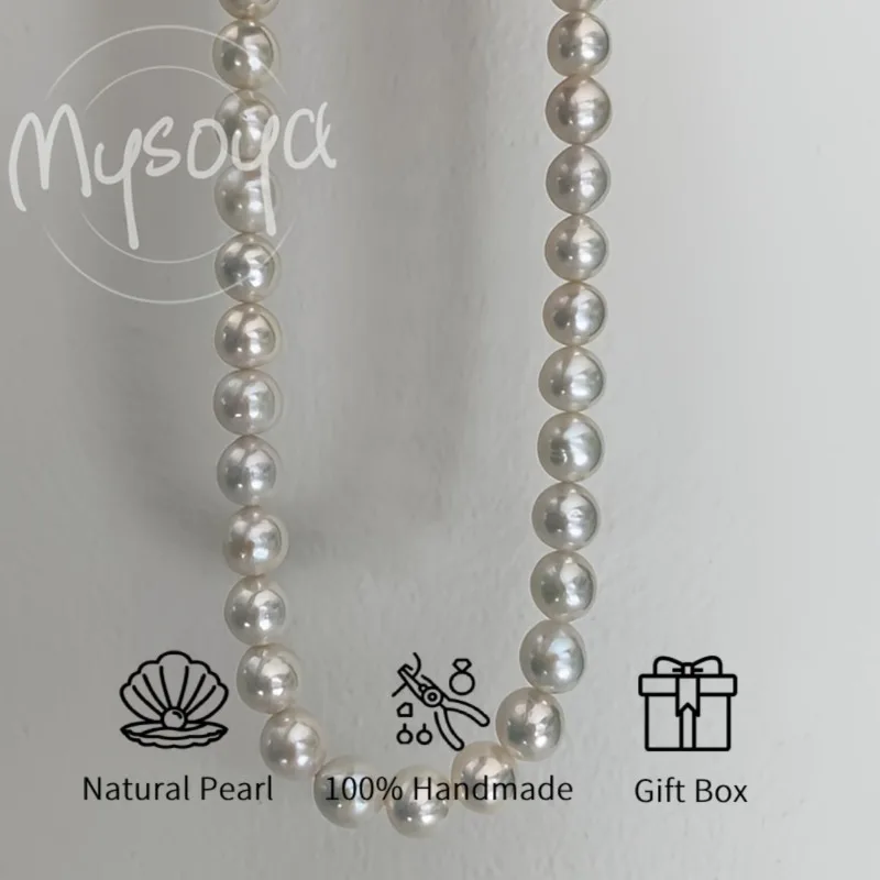 

Mysoya Freshwater Pearl Necklace 7-8mm Ak Pearl with Gift Box Gift for Him/ Her Suitable for Birthday Wedding Valentine's Day