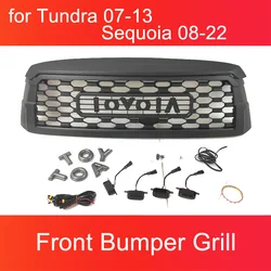 Front Bumper Grill with LED Lights Modification for Toyota Tundra 2008-2022 Sequoia 2007-2013 Decorationfront Grill Accessories