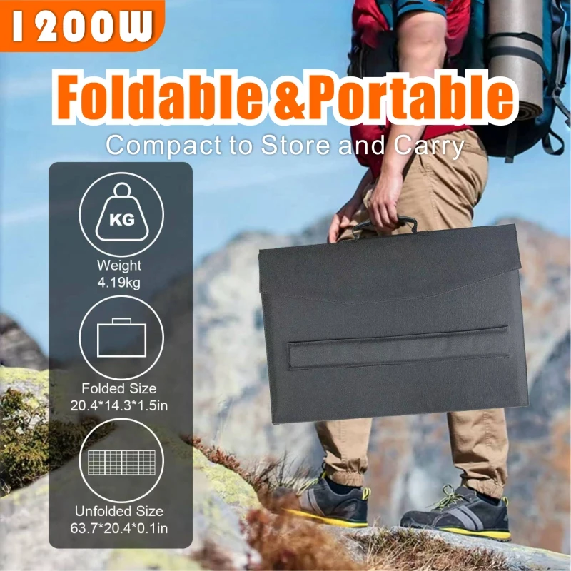 1200w Solar Photovoltaic Folding Pack Outdoor Waterproof Solar Charger Mobile Power Generation Board