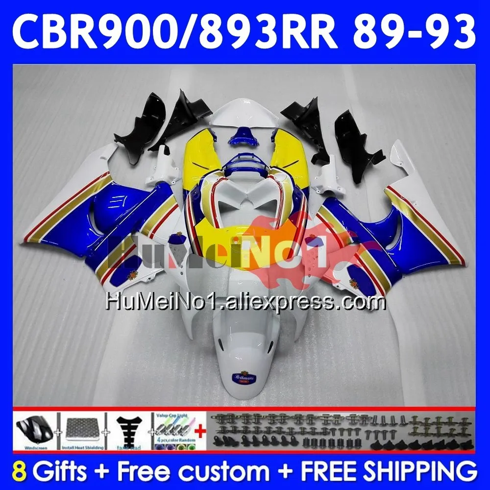 Body For HONDA CBR893RR CBR 893RR 54No.9 CBR900 Rothmans Blue CBR893 RR 1989 1990 1991 1992 1993 CBR900RR 89 90 91 92 93 Fairing