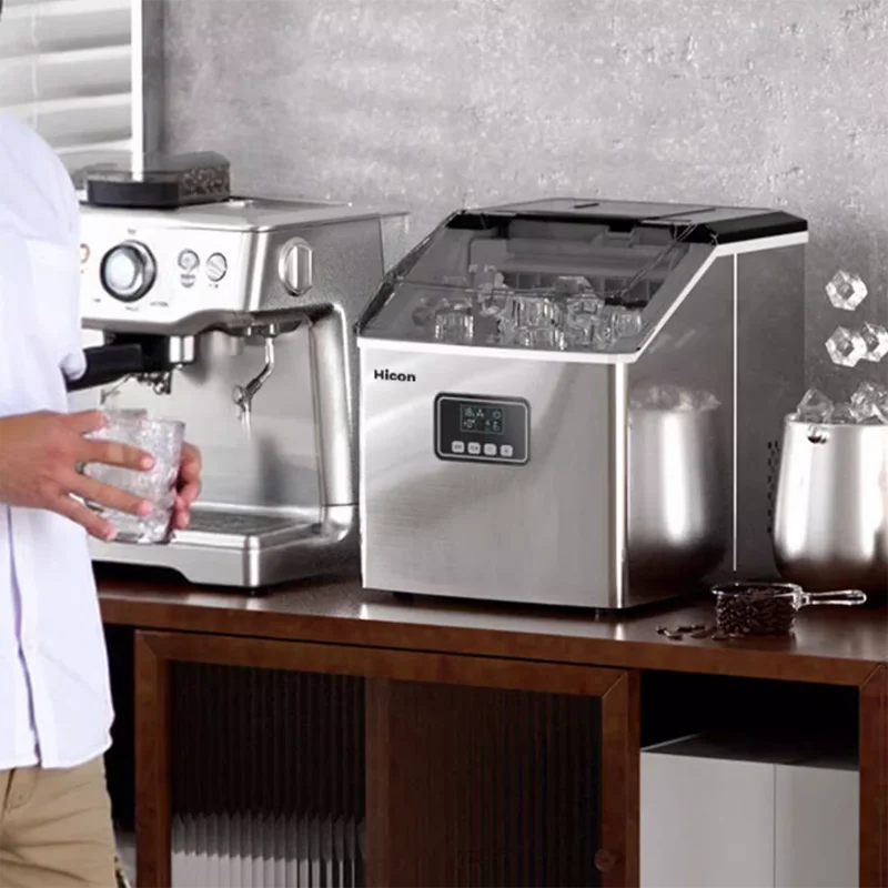 Frigidaire Stainless Steel Countertop Ice Machine Produces Crystal Clear Square Ice Cubes Desktop Ice Making Equipment
