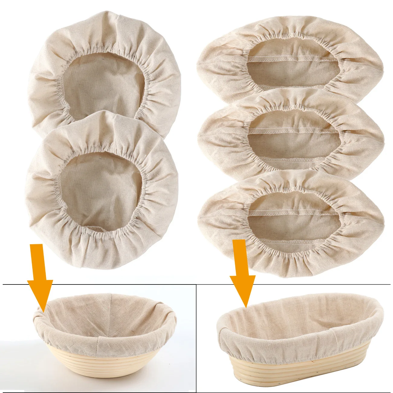 

3/6Pcs Bread Basket Liner Cloth Set 10Inch Round Dough Fermentation Cloth Liner Baking Dough Basket Cover DIY Baking Tools