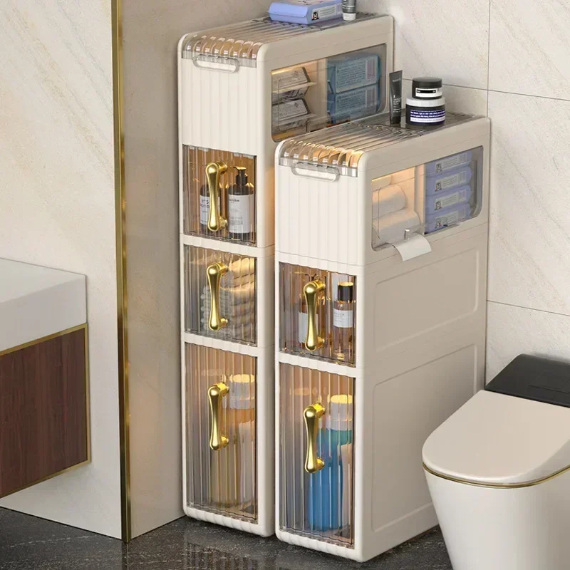 Multi-functional Toilet Storage Cabinet, Bathroom Gap Rack, Floor-to-ceiling Toilet, Toilet Crevice, Plastic Narrow Slot Locker