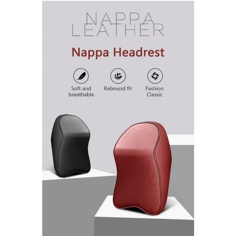 3D Nappa PU Leather Headrest Memory Foam Rest Pillow Headrest Car Neck Pillow Support for Car Pain Relief Travel Neck Support - view 6