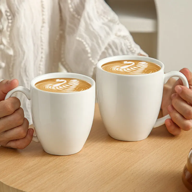 White Ceramic Mug Iced Americano Latte Coffee Cup Home Large Capacity Juice Tea Cup White Porcelain Mug Table Decor