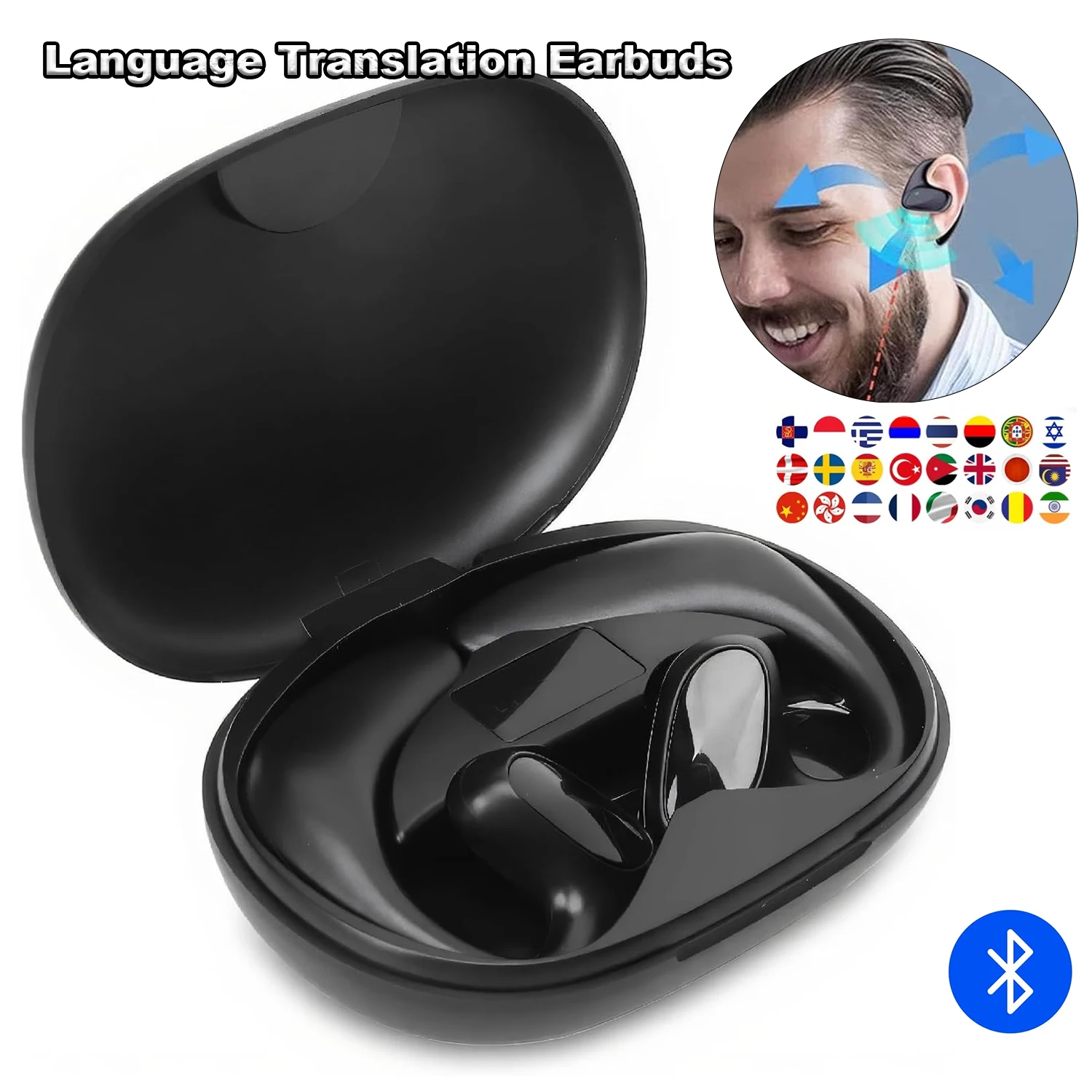 Language Translation Earbuds 144 Languages Bluetooth-Compatible 5.4 Translator Device High Accuracy for Travel Business Learning