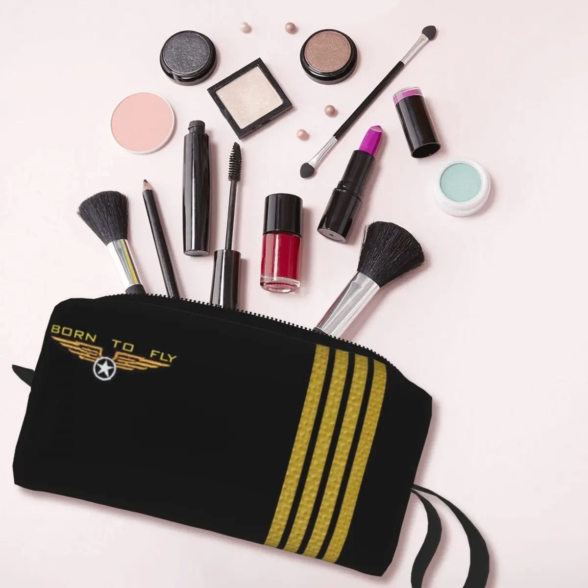 Born To Fly Flight Pilot Makeup Bag Women Travel Cosmetic Organizer Fashion Flying Aviation Aviator Storage Toiletry Bags