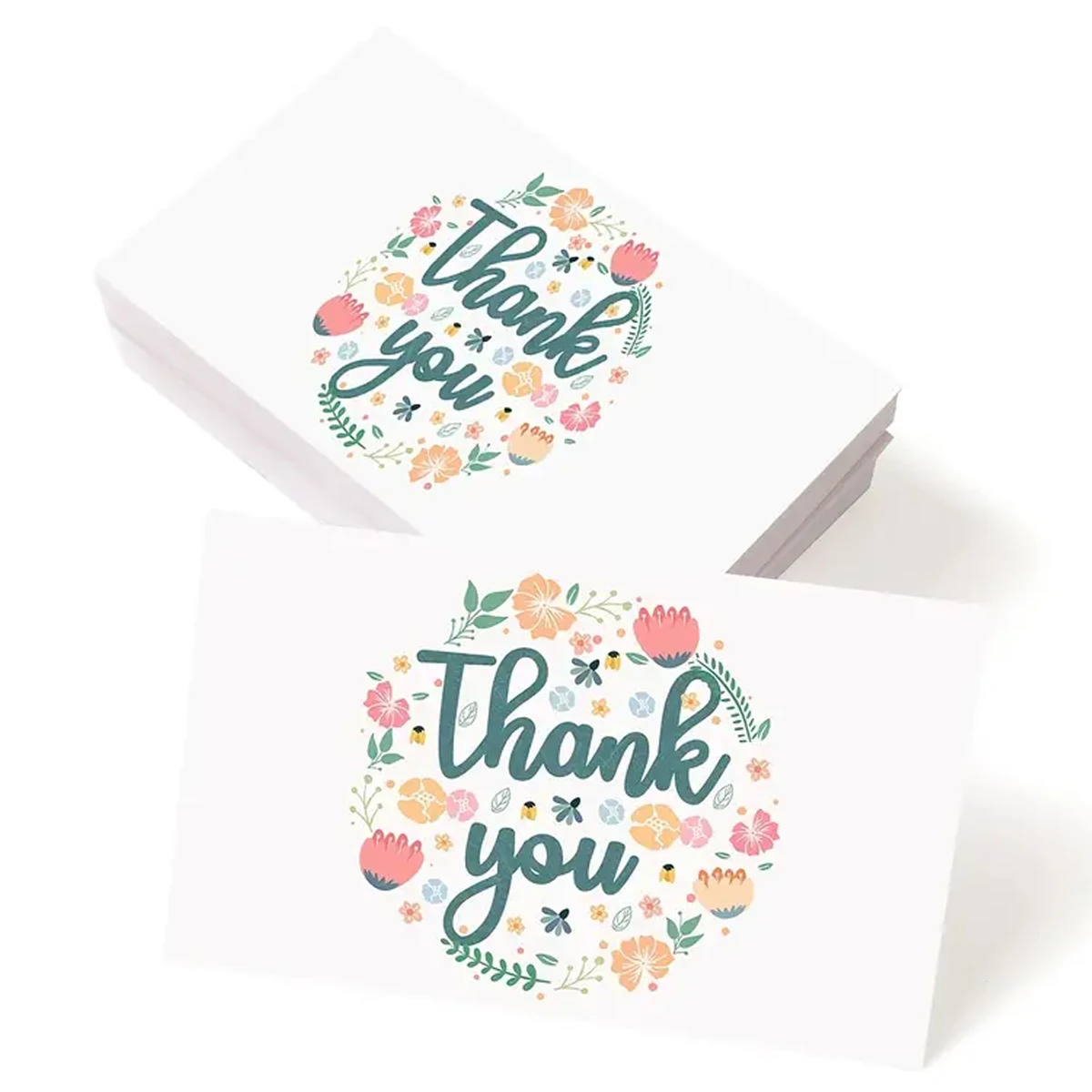 50pcs 2.1 X 3.5 Inch flowers Thank You Cards Small Business  For Your Support Cards ForWedding, Gift Cards, Christmas, Graduatio