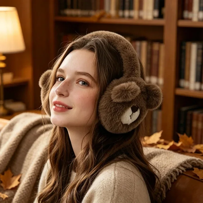 1Pcs Cute Puppy Plush Earmuffs with High Appearance Versatile Winter Teddy Fleece Windproof Cold Proof Foldable and Warm Earbuds