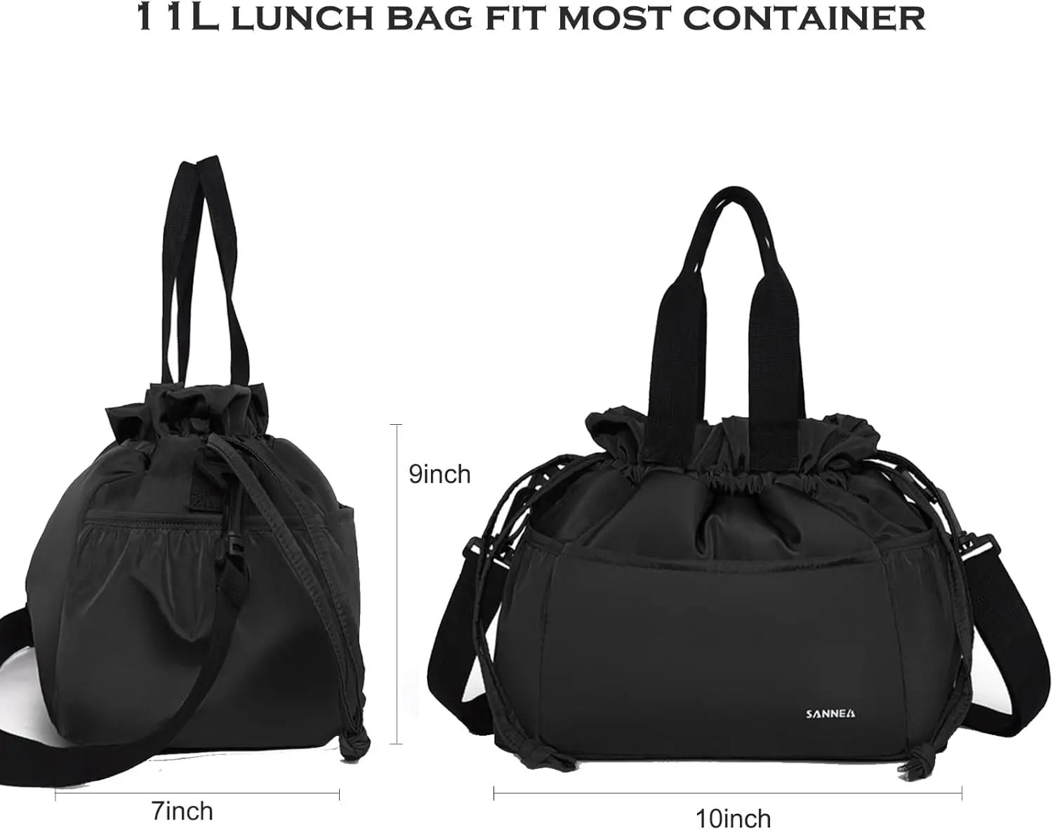Drawstring Lunch Bag for Women Insulated Lunch Bag for Work Reusable Large Cinch Closure Picnic Cooler Tote Bags (Green)