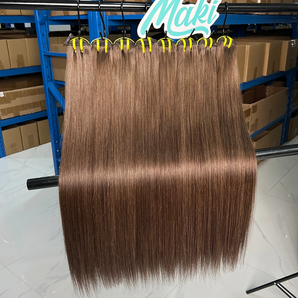 Straight #2 Color Human Hair Bundles Double Weft Vietnamese Virgin Hair Extensions Weave 16-30 Inches 100 Grams For Black Women view 3