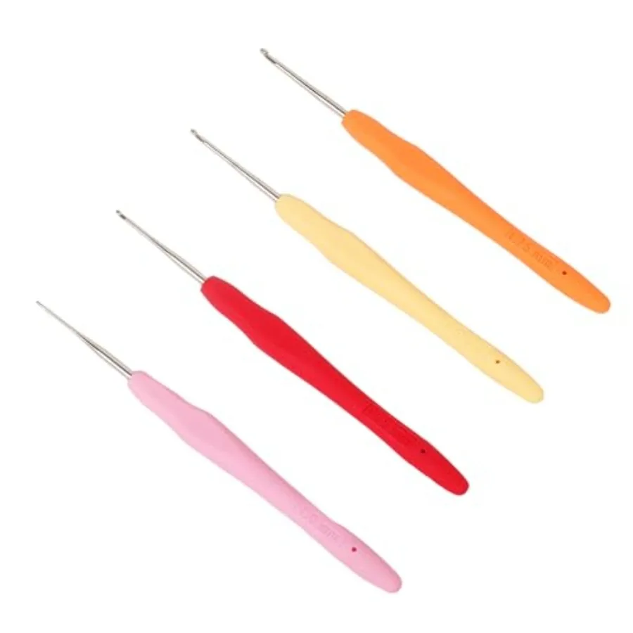 

4pcs Small Sizes Crochet Hooks, 1.0mm, 1.25mm, 1.5mm, 1.75mm Lace Crochet Hook Ergonomic Handle, Smooth Crochet Needles for Dre