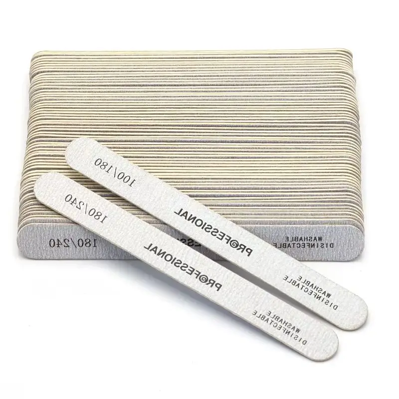 

100pcs Wooden Nail File Professional Nail Art Sanding Buffer Files 180/240 Double Side For Salon Manicure Pedicure UV Gel Tips