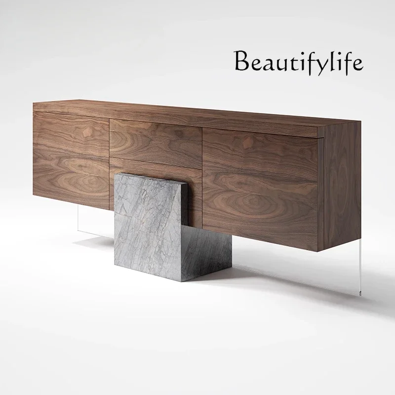 

FG10French retro marble dining side cabinet living room simple modern exhibition hall walnut furniture