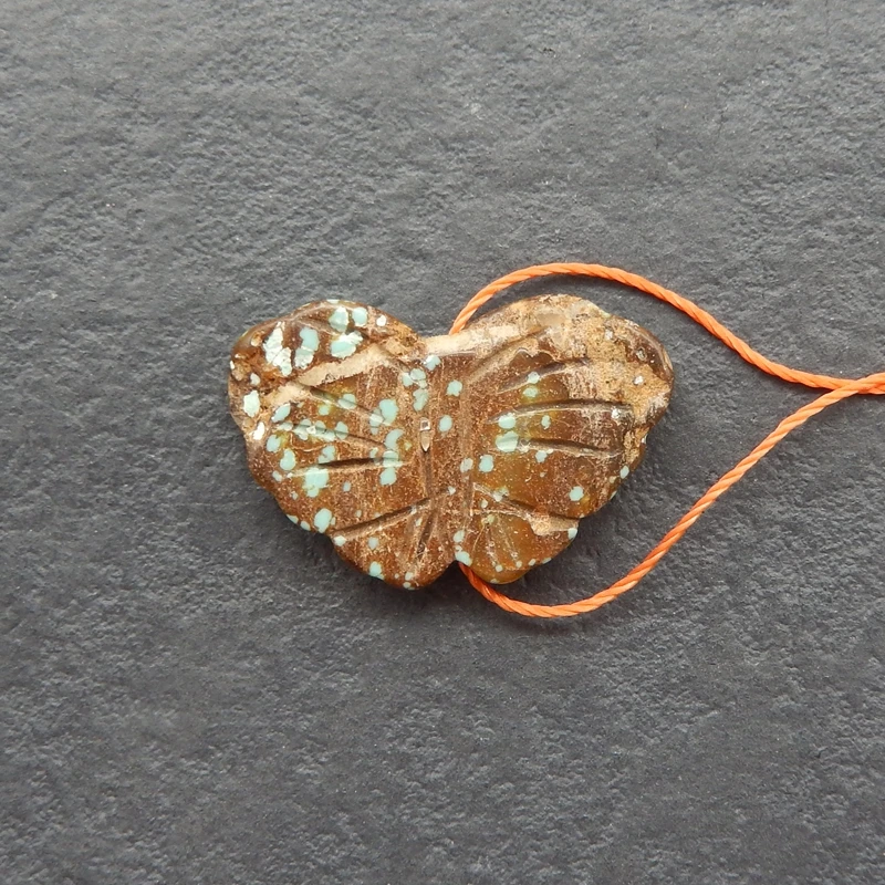 Butterfly-Shaped Component with Turquoise Inclusions Brown Base for Handmade Jewelry And Artisanal Crafts 23x16x4mm-1.9g