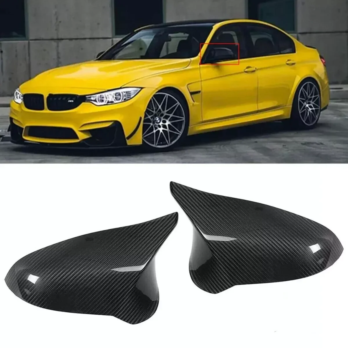

For BMW F80 M3 F82 M4 M2 2015-2018 Carbon Look Mirror Cover 1 Pair Car Side Mirror Cap Covers Rearview Mirror Cover Shell