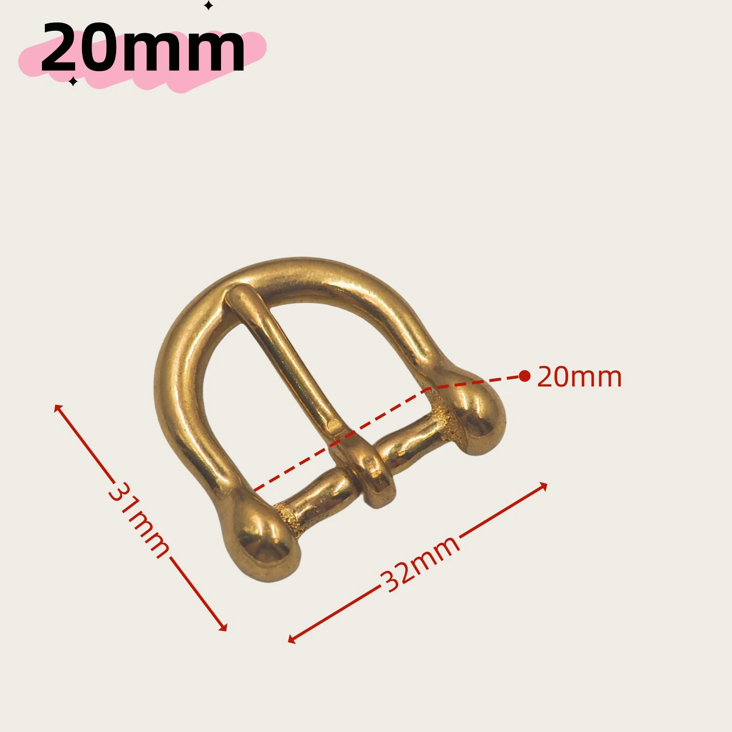 1 Stück Massiver Messing-Gürtelschnallen-Verschluss, Hufeisen-Schnalle, Taschen- und Gepäckgurt, Verstellbare D-Ring-Schnalle, Taillengürtel-Zubehör – Detail 4