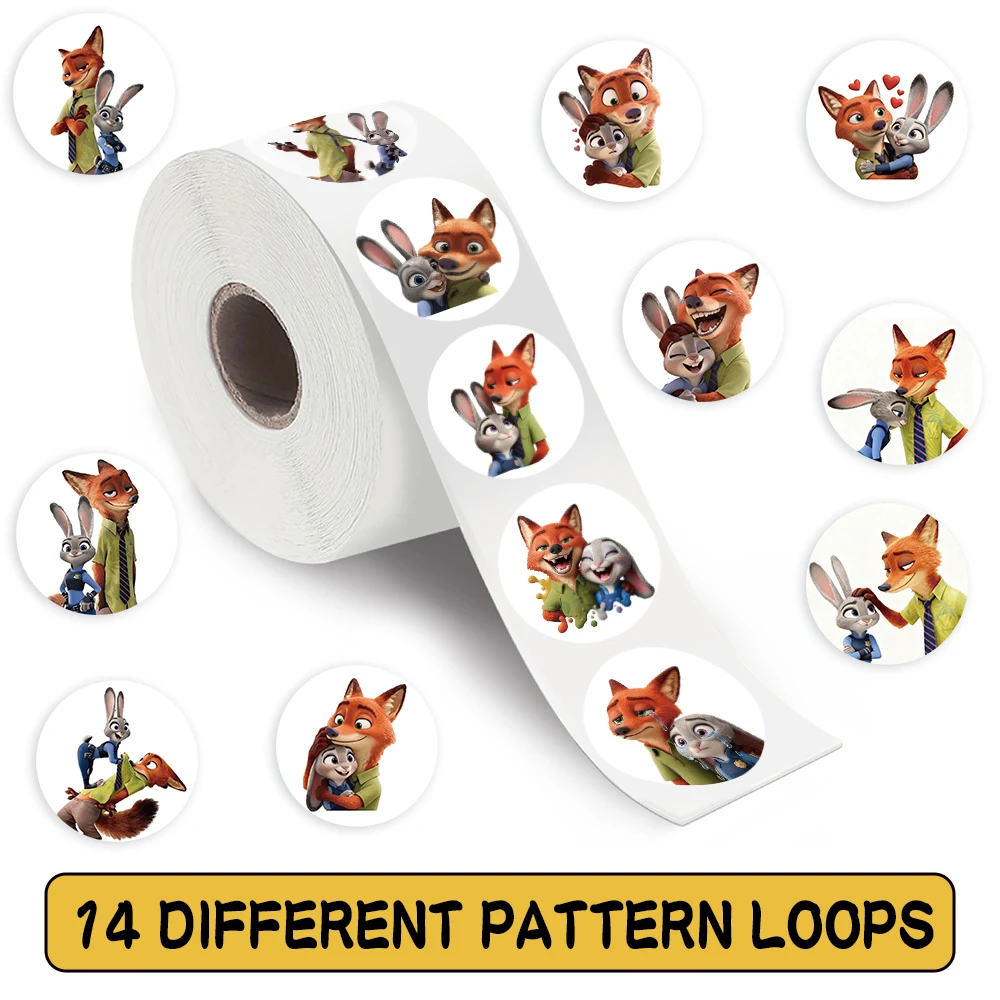 500 uds/rollo nueva película de Disney Zootopia 2 pegatina de sellado de dibujos animados DIY PVC pegatinas para ordenador portátil decoración Stiker juguetes de regalo de recompensa