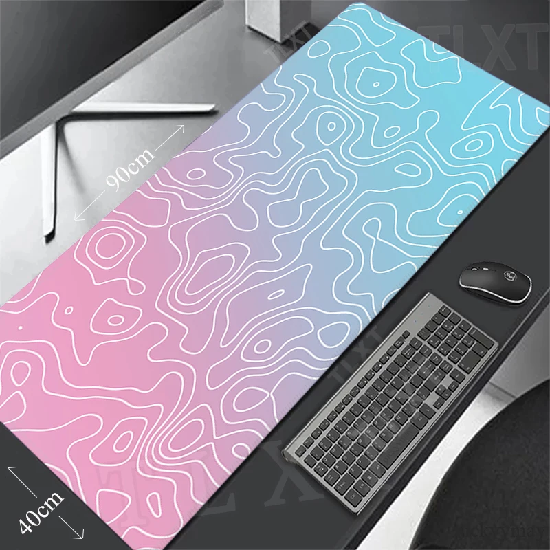 

Topographic Lines Large Mouse Mat Gaming Mousepad Big Gamer Mousepads Locking Edge Keyboard Mats Rubber Desk Pad Mouse Pad 90x40