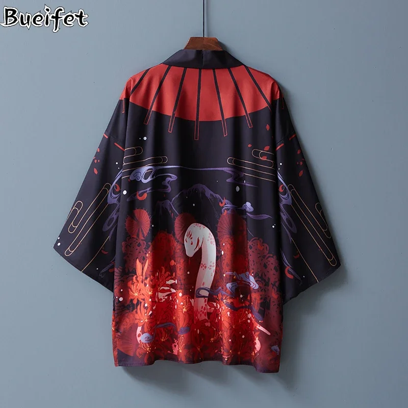 

Japanese Kimono Summer Beach Kimono Traditional Cosplay Yukata Male Obi Haori Japanese Clothing Loose Streetwear Harajuku Kimono