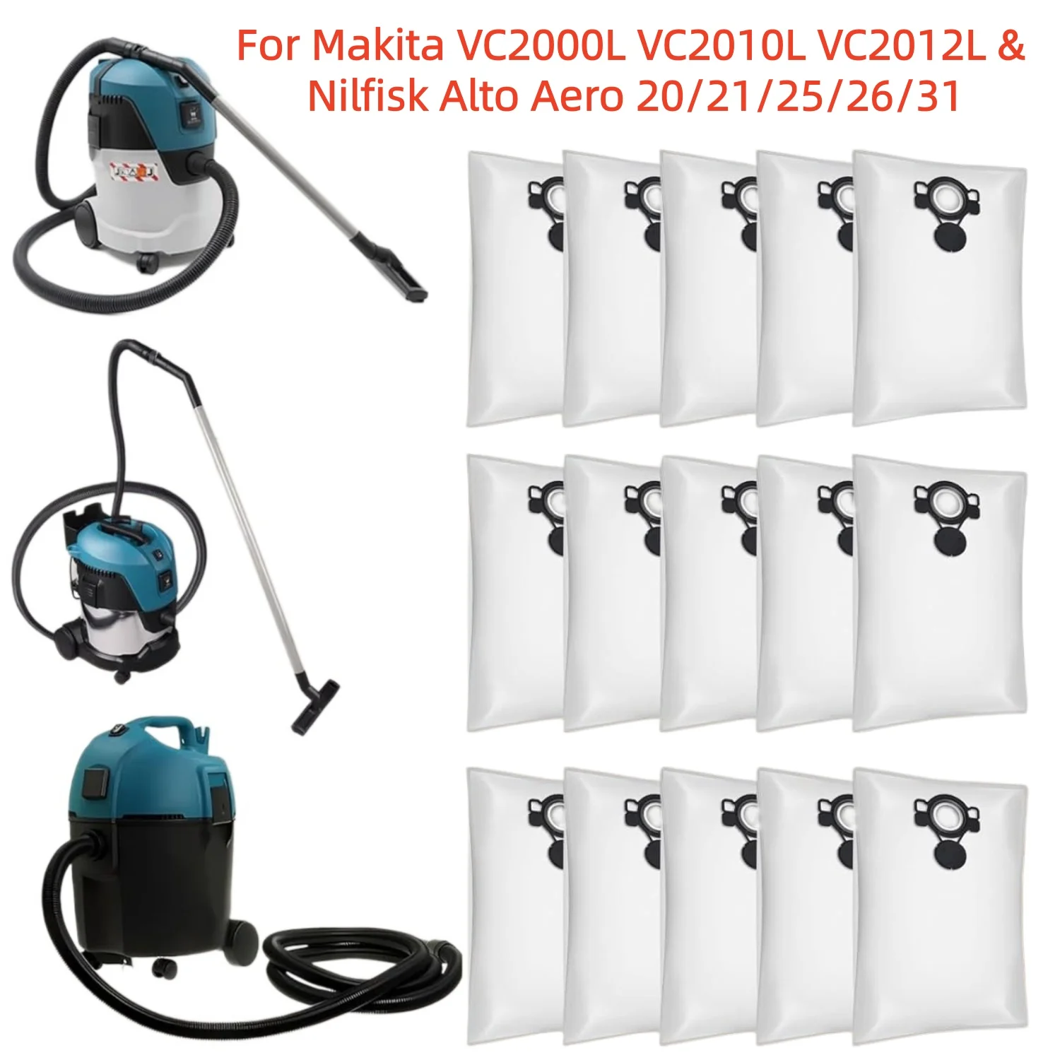 Vacuum Dust Bags for Makita VC2000L VC2010L VC2012L VC2511L VC2512L VC3011L VC3012L VC3511L & Nilfisk Alto Aero 20/21/25/26/31