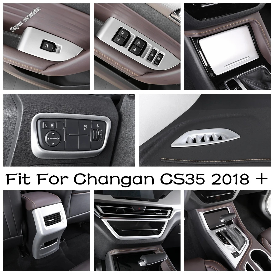 

Armrest Box Anti Kick Panel / Window Lift Button / Head Light Switch / Gear Shift Cover Trim Matte For Changan CS35 2018 - 2020