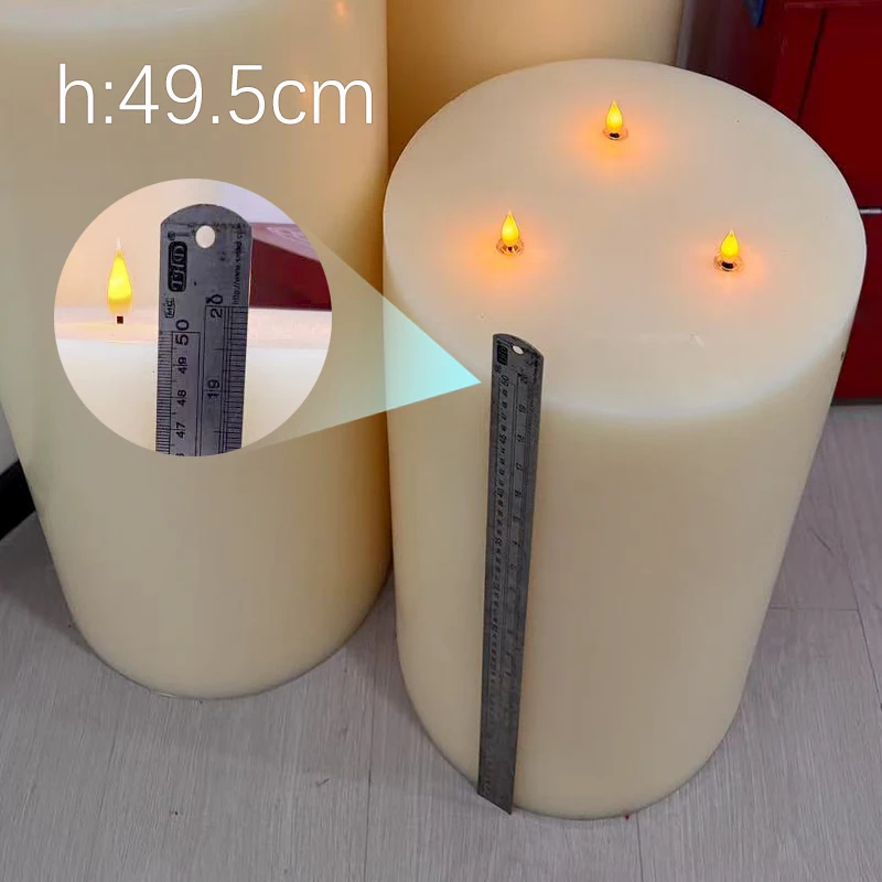 

Home Decoration Hotel Use Large Size Led Candle with 3 LED Wicks Flameless Flickering Warm White Led Candles Power by Charger