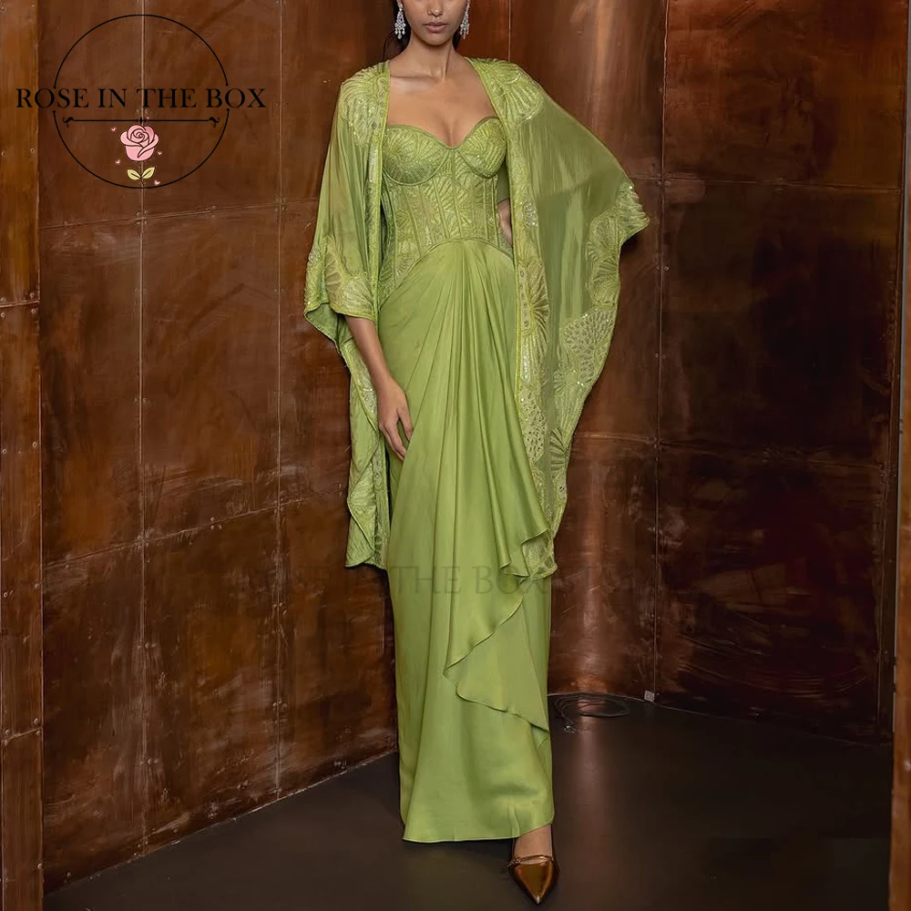 ROSEINTHEBOX personnalisé vert Lime Couture robe avec Capelet Corset robes de soirée chérie dentelle robes de soirée élégantes