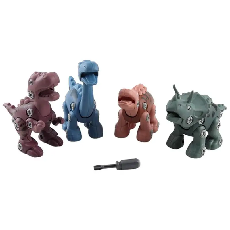 

Take Apart Dinosaur Creative 4pcs Building Dinosaur Toy Dinosaur DIY Craft Construction Toy STEM Educational Dinosaur Figures