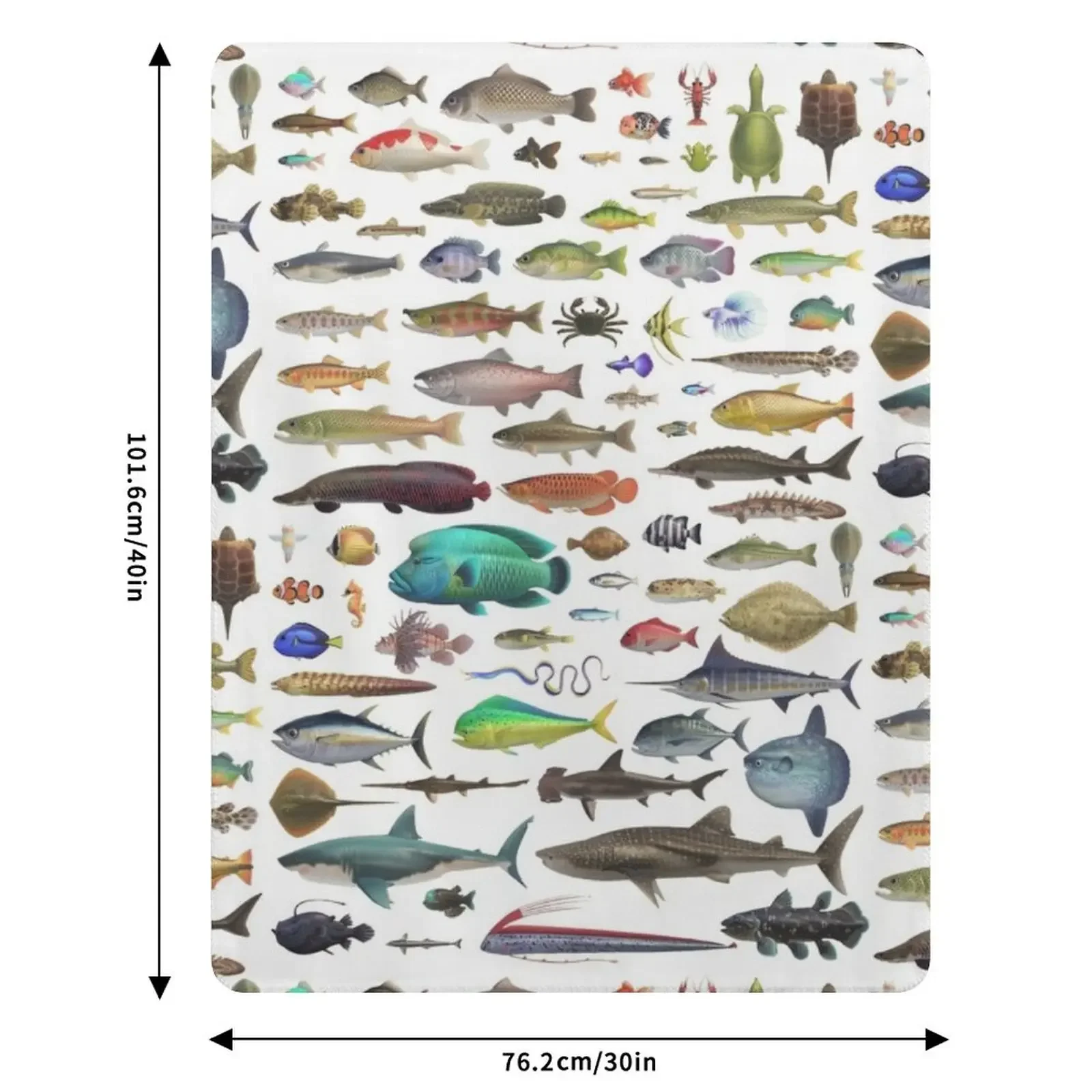 ALL FISH N STUFF Critterpedia رمي بطانية مرجحة تتحرك الشعر الفانيلا النسيج بطانية