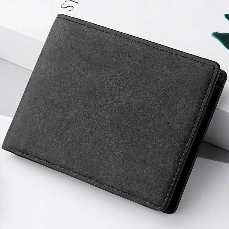 Multi-card Slot Men Wallet Fashion Folding Large-capacity Coin Purse PU Leather Short Purse image 2